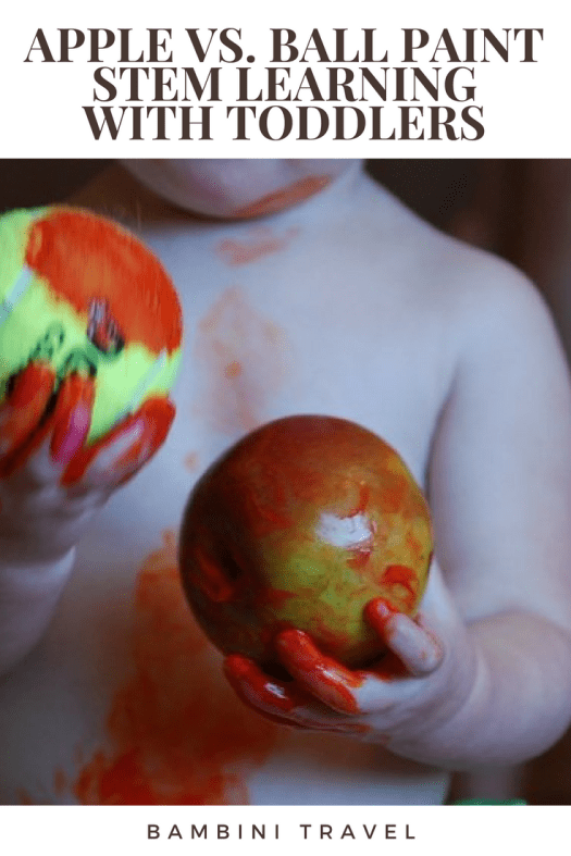 Apple VS Ball Paint - STEM Experimenting and Learning with Toddlers