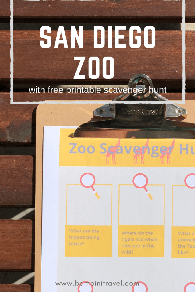 San Diego Zoo Field Trip with Kids with Free Printable Zoo Scavenger Hunt